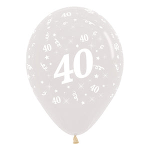 Sempertex 30cm Age 40 Crystal Clear  Latex Balloons 6PK Pack of 6