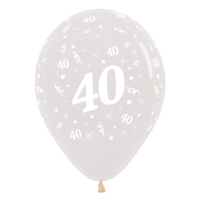 Sempertex 30cm Age 40 Crystal Clear  Latex Balloons 6PK Pack of 6