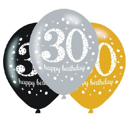 Sparkling Celebration 30 30cm Latex Balloons Pack of 6
