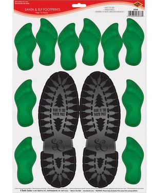 Christmas Santa and Elf Footprints Peel N Place
