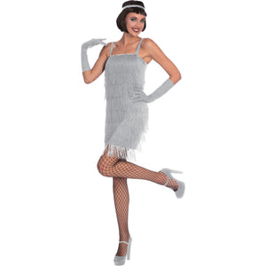 Silver Flapper Womens Costume Size 16-18