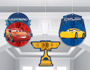 Disney Cars 3 Honeycomb Decorations Pack of 3