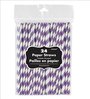 Paper Straws New Purple Pack of 24