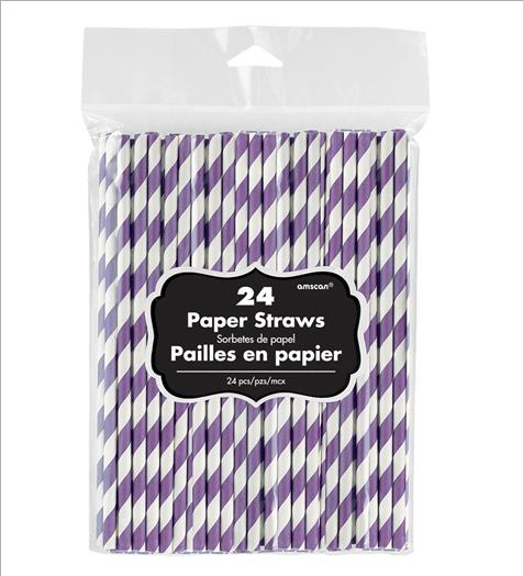 Paper Straws New Purple Pack of 24