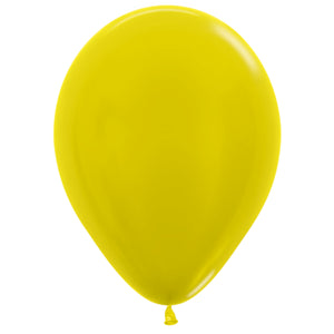 Sempertex 30cm Metallic Yellow Latex Balloons 520 100PK Pack of 100