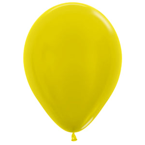 Sempertex 30cm Metallic Yellow Latex Balloons 520, 100PK Pack of 100
