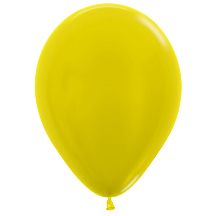 Sempertex 30cm Metallic Yellow Latex Balloons 520 100PK Pack of 100