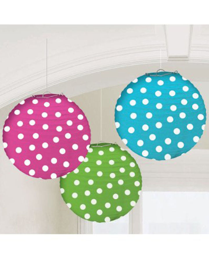Easter Multicoloured Polka Dot Lanterns Pack of 3