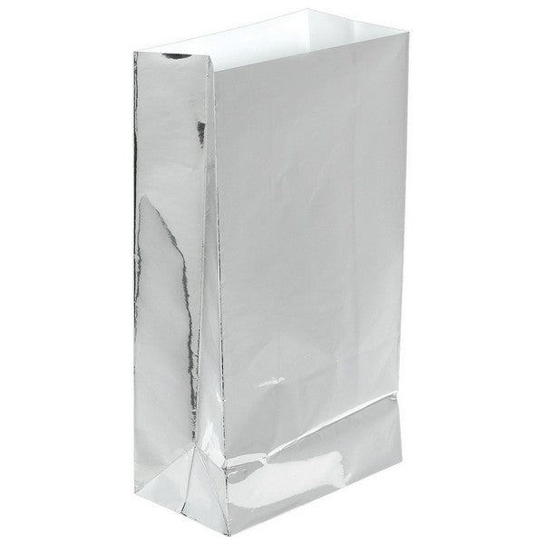 Large Paper Treat Bags Silver Foil Pack of 12