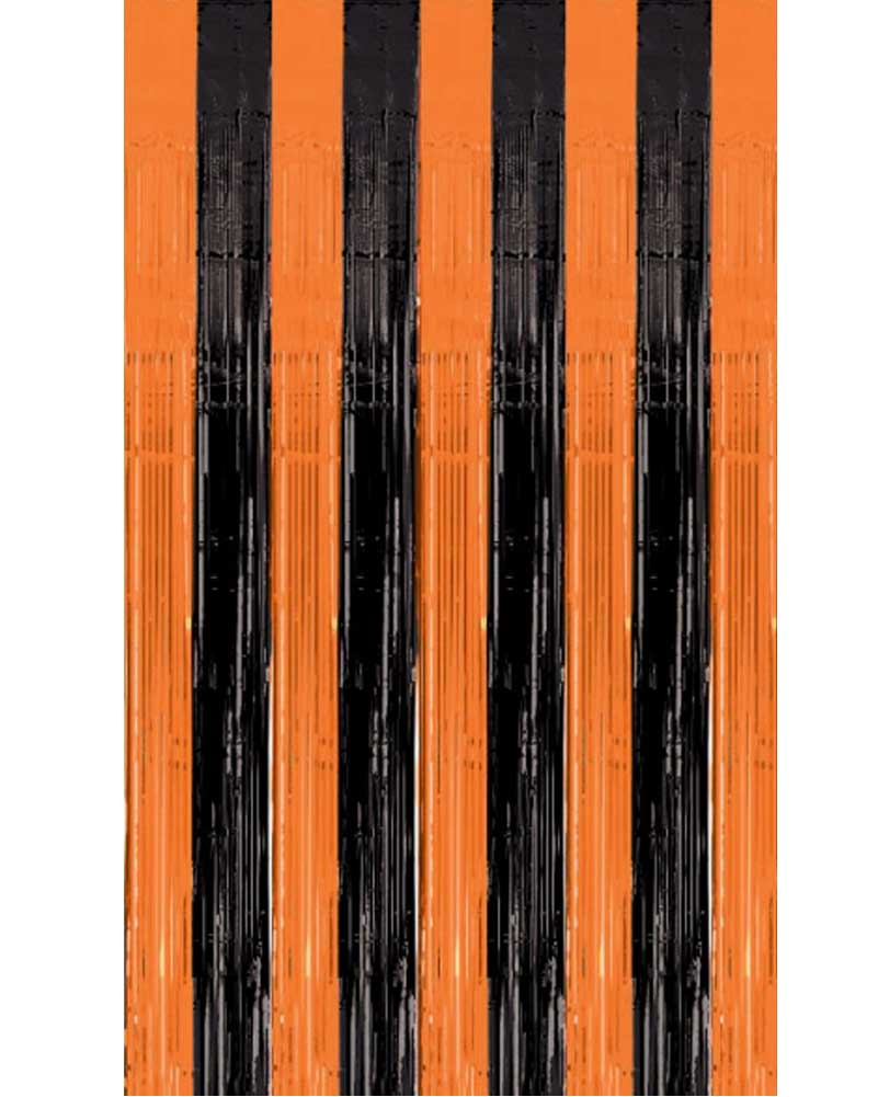 Modern Halloween Orange and Black Door Curtain