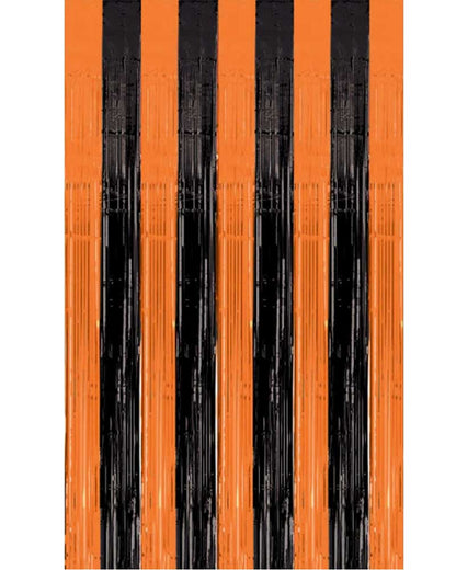 Modern Halloween Orange and Black Door Curtain