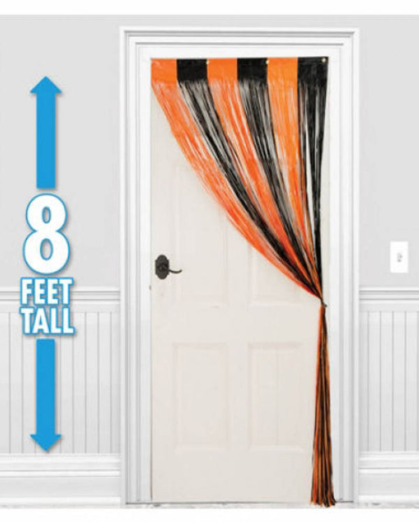 Modern Halloween Orange and Black Door Curtain