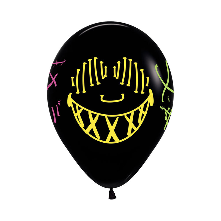 Sempertex 30cm Neon Masks Fashion Black Latex Balloons, 12PK Pack of 12