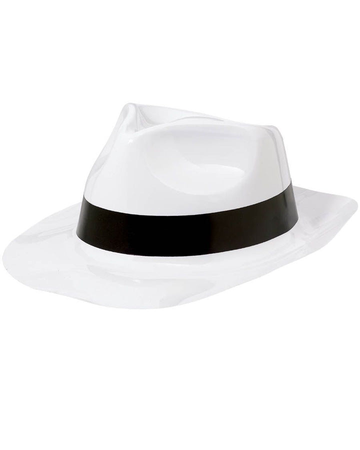 50s Plastic White Fedora with Black Band