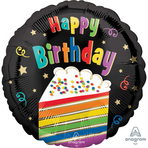 45cm Standard HX Happy Birthday Rainbow Cake Balloon