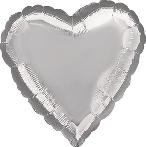 45cm Standard Heart HX Metallic Silver Balloon