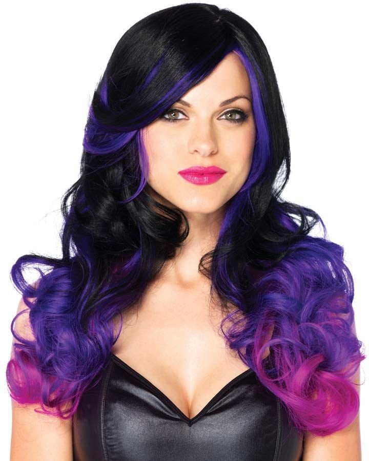 Allure Long Black and Purple Wig