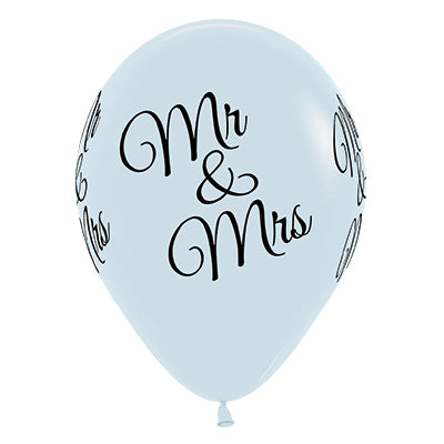 Sempertex 30cm Mr & Mrs Fashion White Latex Balloons 6PK Pack of 6