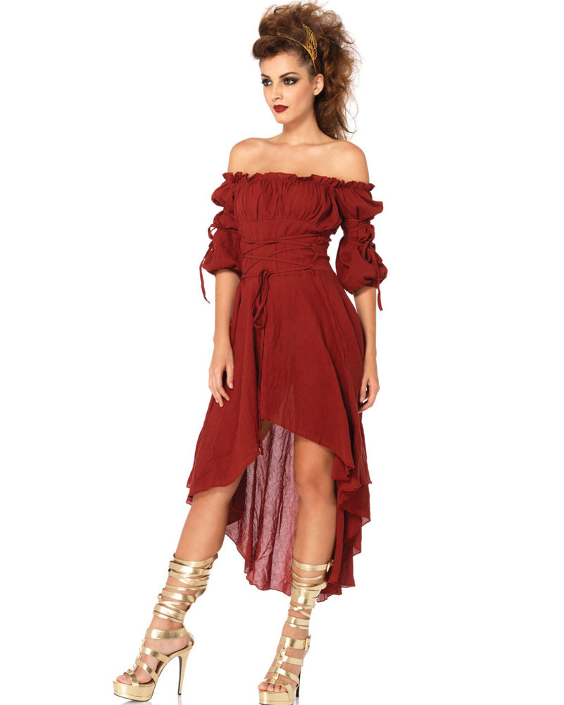 Rust Gauze Peasant Dress Womens Costume