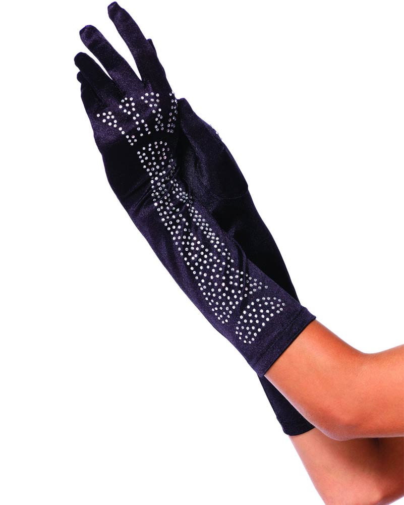 Elbow Length Rhinestone Bone Gloves