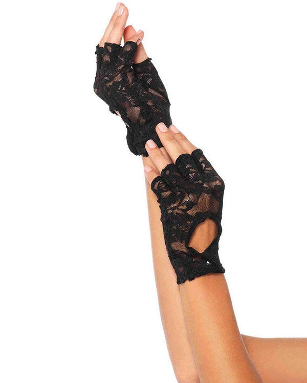 80s Black Lace Keyhole Fingerless Gloves