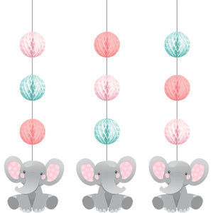 Enchanting Elephant Girl Hanging Honeycomb & Cutouts Decorations Pack of 3