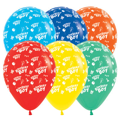 Sempertex 30cm Birthday Boy Fashion Assorted Latex Balloons 25PK Pack of 25