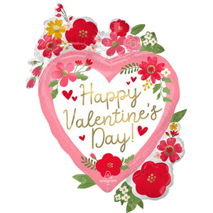 SuperShape XL Happy Valentines Day Floral Balloon