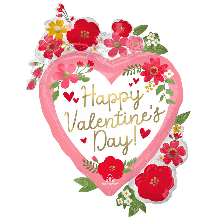 SuperShape XL Happy Valentines Day Floral Balloon