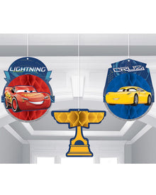 Disney Cars 3 Honeycomb Decorations Pack of 3