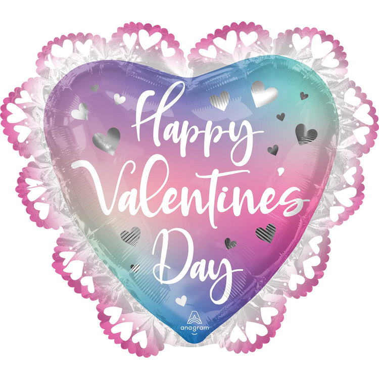 Happy Valentines Day Filtered Ombre Intricates 58cm SuperShape Foil Balloon