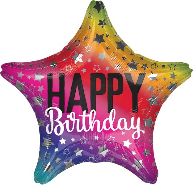 45cm Standard XL Rainbow Star Happy Birthday Star Balloon
