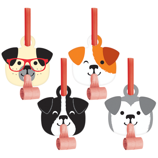 Dog Party Blowouts with Medallions Pack of 8