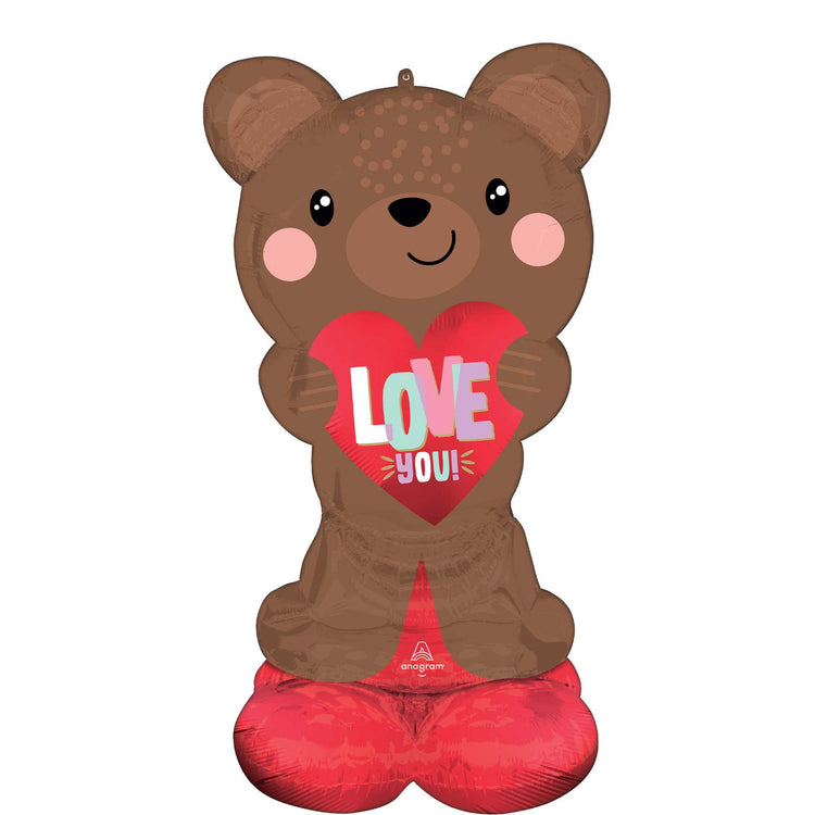 AirLoonz Satin Brown Love You Bear 12m Foil Balloon