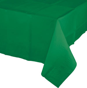 Christmas Emerald Green Tablecover Tissue & Plastic Back 137cm x 274cm