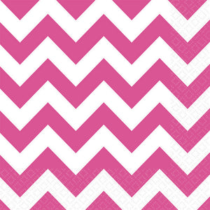 Bright Pink Chevron Lunch Napkins Pack of 16