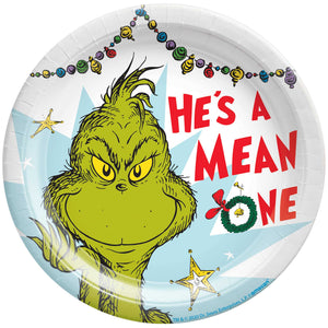 Dr Seuss The Grinch Hes a Mean One 17cm Paper Plates Pack of 8