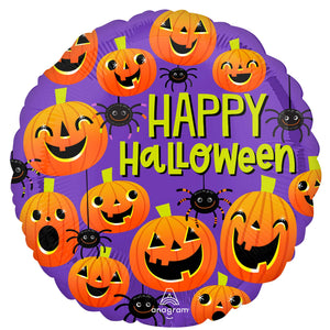 45cm Standard HX Happy Halloween Spiders & Pumpkins Balloon