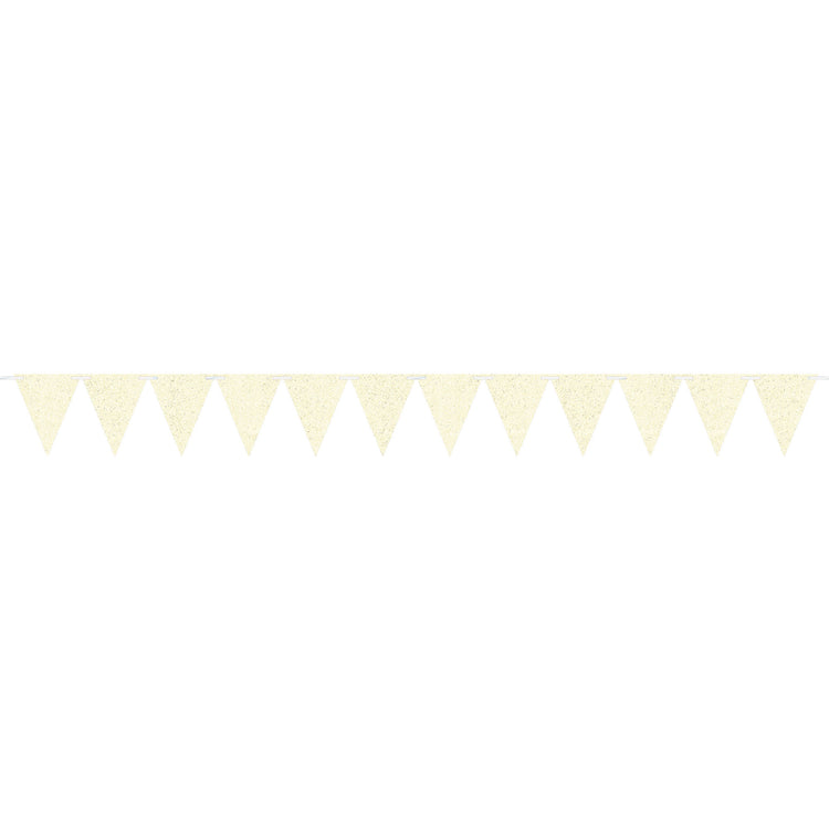 Large Paper Pennant Banner Glittered White Sparkle