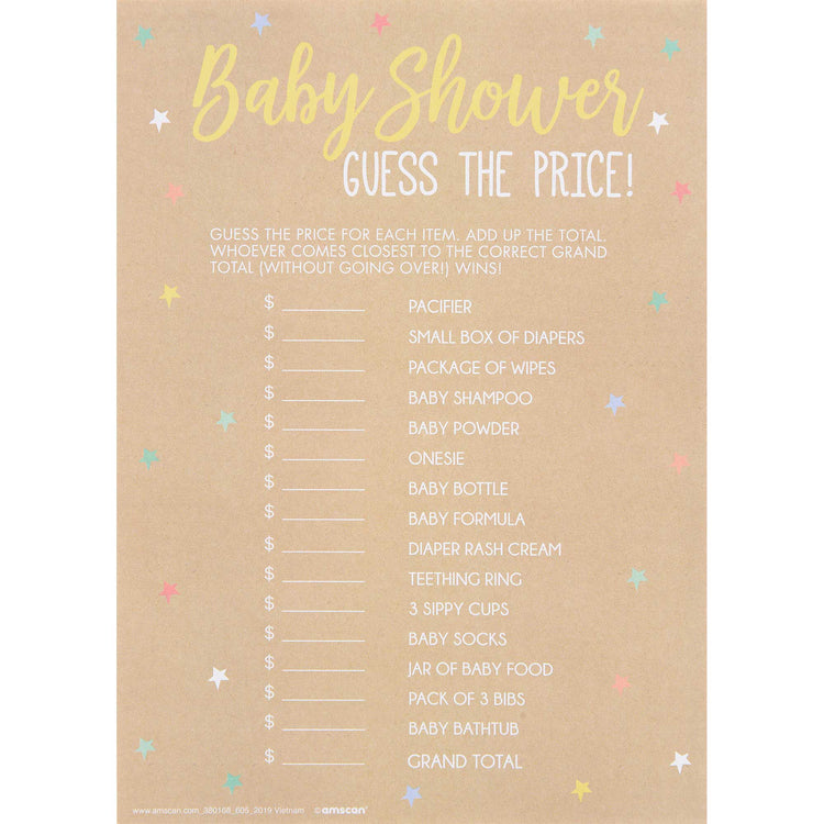 Guess the Price Baby Shower Game Pack of 24
