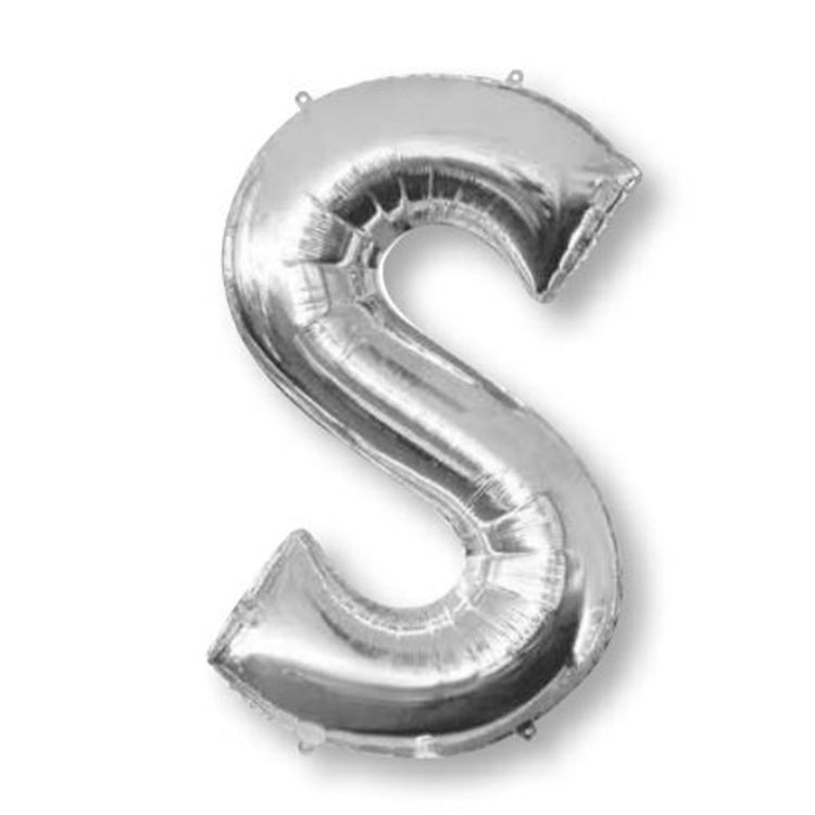 Silver 86cm Letter S Supershape Foil Balloon