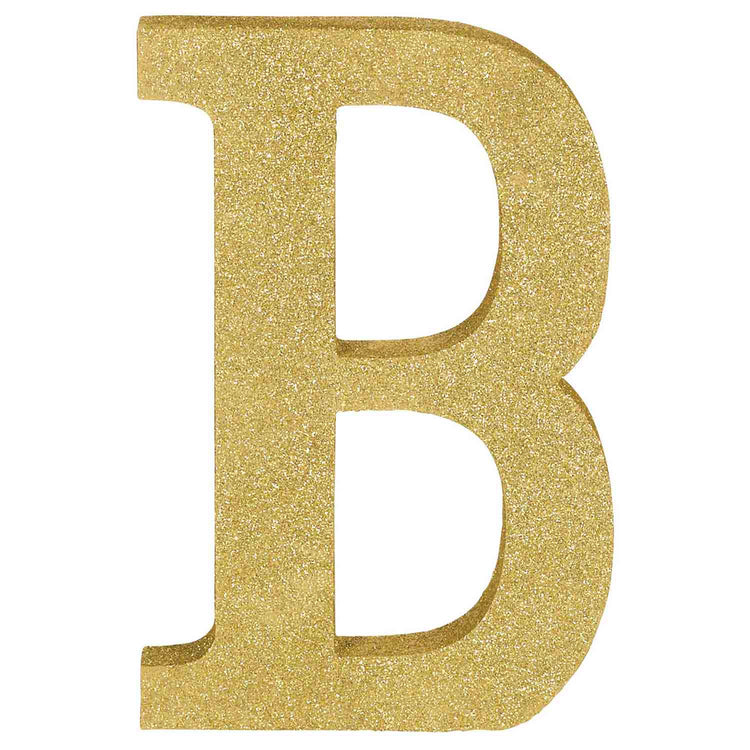 Letter B Gold Glittered Decoration MDF