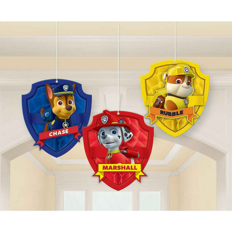 Paw Patrol Honeycomb Decorations Pack of 3