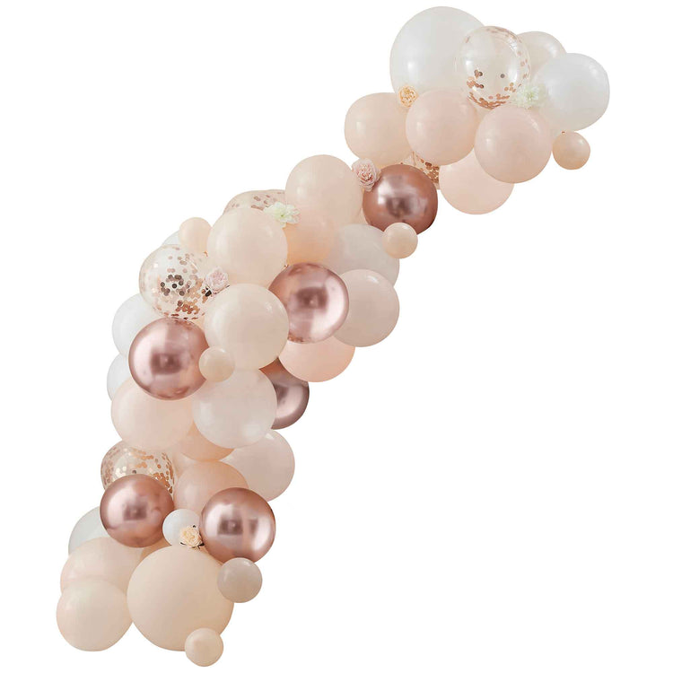 Baby In Bloom Peach White & Rose Gold Confetti Balloons Pack of 70