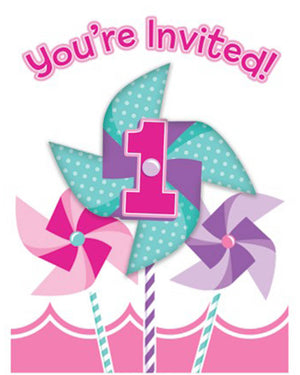 Turning One Girls Invitations Pack of 8