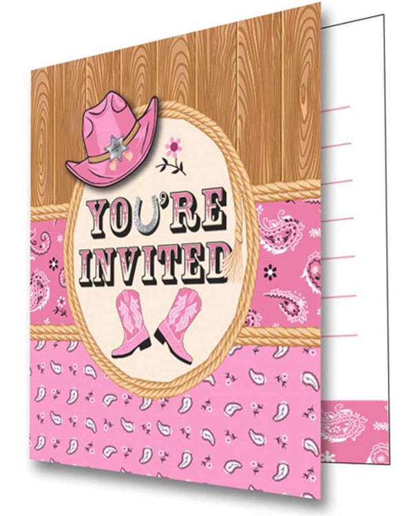 Pink Bandana Cowgirl Invitations Pack of 8