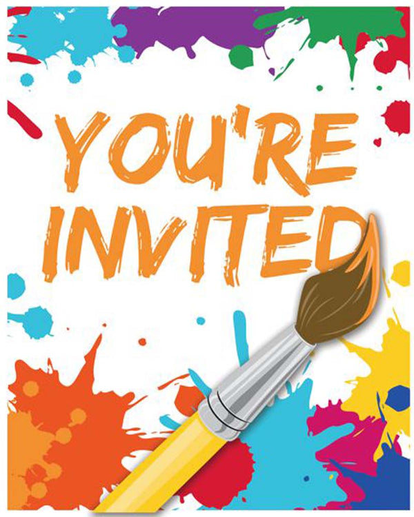 Art Party Invitations Pack of 8