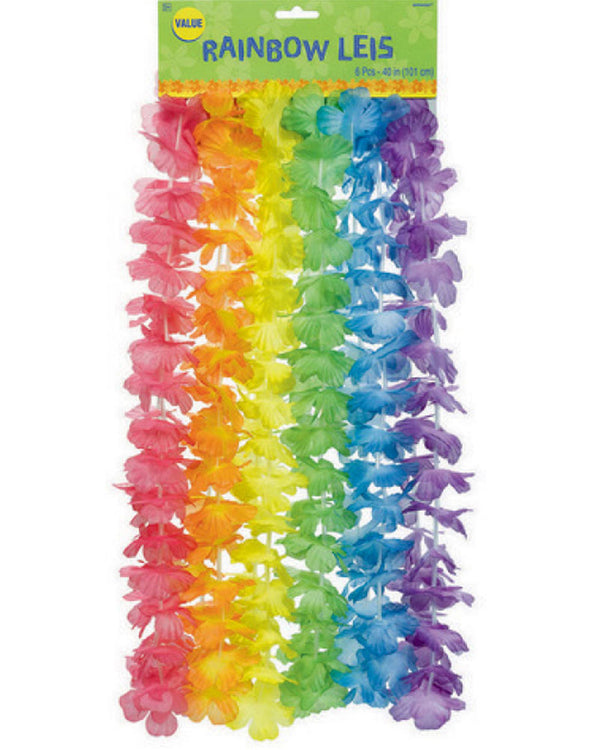 Summer Luau Floral Rainbow Lei Value Pack of 6