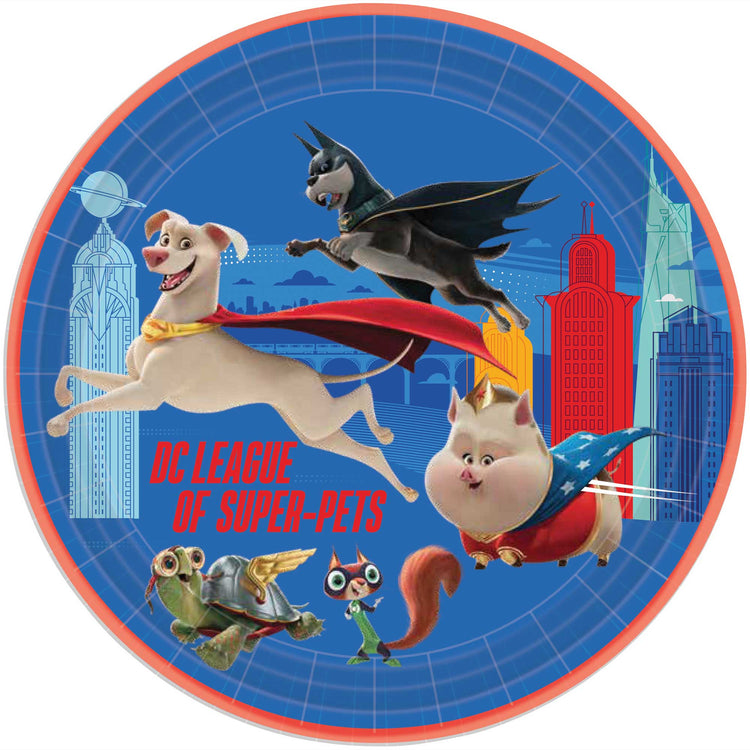 DC Super Hero Pets 9in / 23cm Paper Plates Pack of 8
