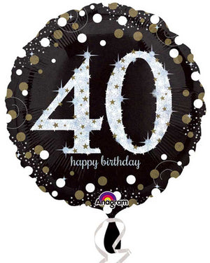 40th Sparkling Holographic Standard Foil Balloon